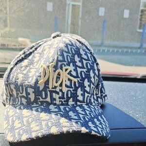 Dior Blue and Cream Patterned Hat